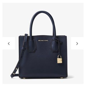 Sold Michael Kors Mercer Leather Tote Navy Blue